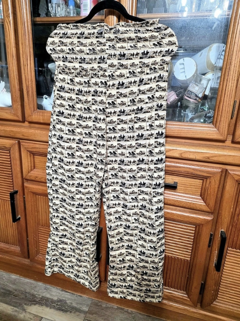 Lucky and Blessed Brand Printed Wide Leg Pants in Cream & Black New